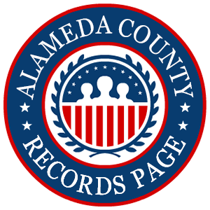 A round red, white, and blue logo with the words 'Alameda County Records Page' for the state of California.